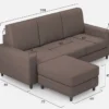 Divano 208x85cm design a tre posti con bracciolo moderno quadrato e pouf talpa DI17