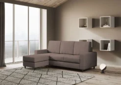Divano 208x85cm design a tre posti con bracciolo moderno quadrato e pouf talpa DI17