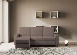 Divano 208x85cm design a tre posti con bracciolo moderno quadrato e pouf talpa DI17