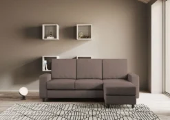 Divano 208x85cm design a tre posti con bracciolo moderno quadrato e pouf talpa DI17