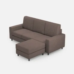 Divano 208x85cm design a tre posti con bracciolo moderno quadrato e pouf talpa DI17
