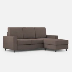 Divano 208x85cm design a tre posti con bracciolo moderno quadrato e pouf talpa DI17