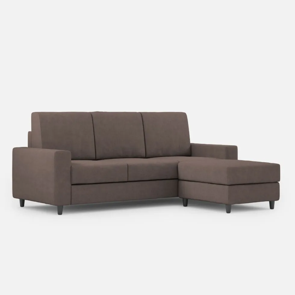 Divano 208x85cm design a tre posti con bracciolo moderno quadrato e pouf talpa DI17