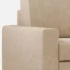 Divano 208x85cm design a tre posti con bracciolo moderno quadrato e pouf beige DI17