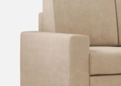 Divano 208x85cm design a tre posti con bracciolo moderno quadrato e pouf beige DI17