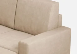 Divano 208x85cm design a tre posti con bracciolo moderno quadrato e pouf beige DI17