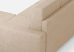 Divano 208x85cm design a tre posti con bracciolo moderno quadrato e pouf beige DI17
