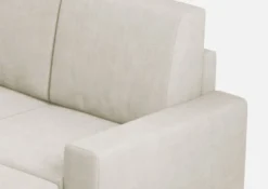 Divano 208x85cm design a tre posti con bracciolo moderno quadrato e pouf bianco latte DI17
