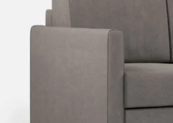 Divano 198x85cm design a tre posti comodo con pouf tessuto idrorepellente grigio DI28