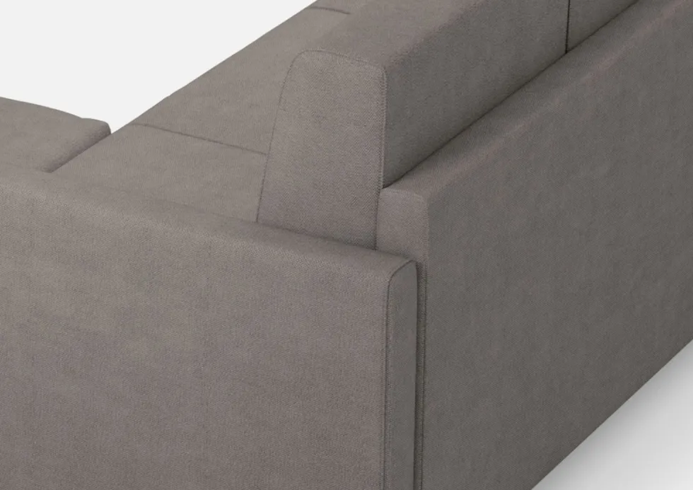 Divano 198x85cm design a tre posti comodo con pouf tessuto idrorepellente grigio DI28