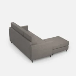 Divano 198x85cm design a tre posti comodo con pouf tessuto idrorepellente grigio DI28