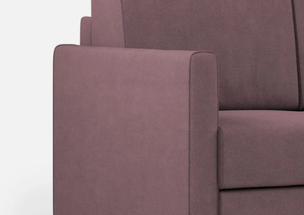 Divano 198x85cm design a tre posti comodo con pouf tessuto idrorepellente prugna DI28