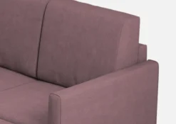 Divano 198x85cm design a tre posti comodo con pouf tessuto idrorepellente prugna DI28