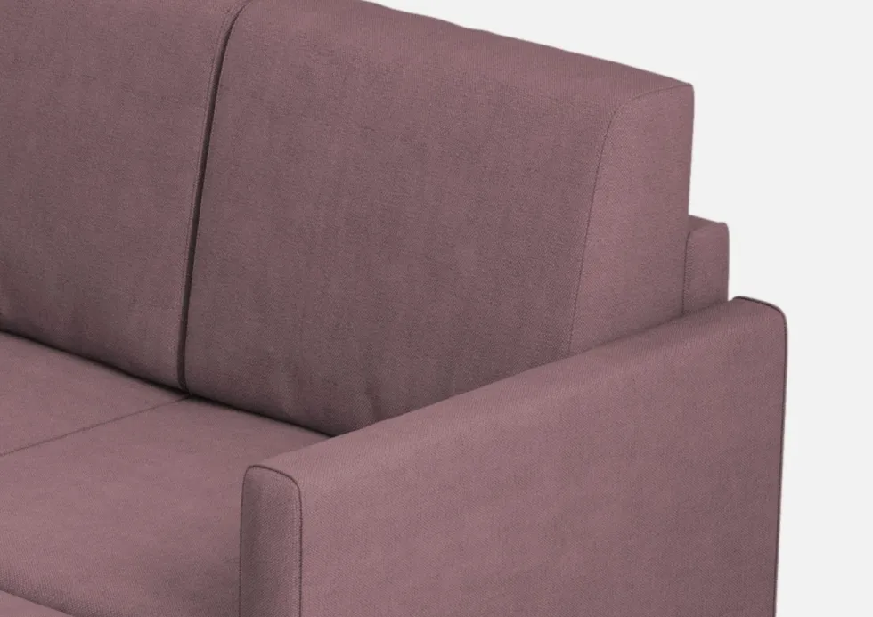 Divano 198x85cm design a tre posti comodo con pouf tessuto idrorepellente prugna DI28