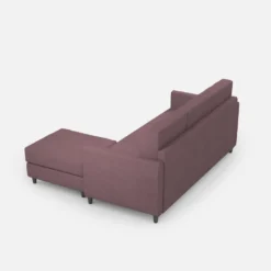 Divano 198x85cm design a tre posti comodo con pouf tessuto idrorepellente prugna DI28