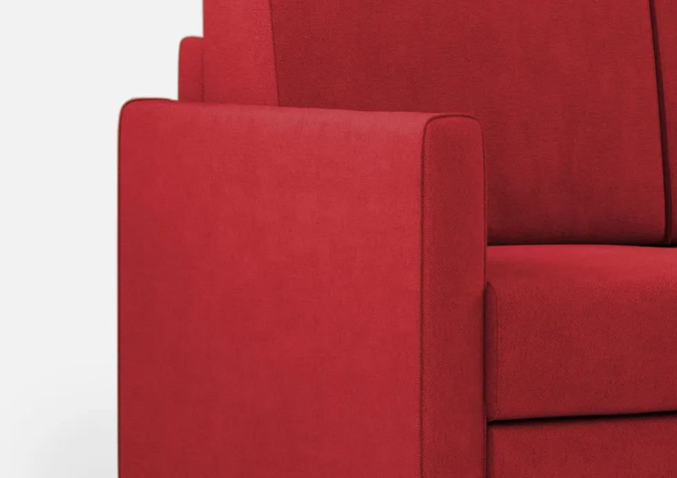 Divano 198x85cm design a tre posti comodo con pouf tessuto idrorepellente rosso DI28