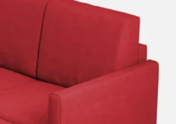 Divano 198x85cm design a tre posti comodo con pouf tessuto idrorepellente rosso DI28