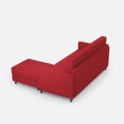 Divano 198x85cm design a tre posti comodo con pouf tessuto idrorepellente rosso DI28