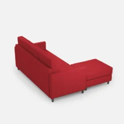 Divano 198x85cm design a tre posti comodo con pouf tessuto idrorepellente rosso DI28