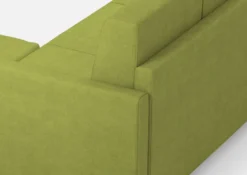 Divano 198x85cm design a tre posti comodo con pouf tessuto idrorepellente verde DI28