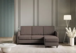Divano 198x85cm design a tre posti comodo con pouf tessuto idrorepellente talpa DI28