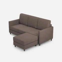 Divano 198x85cm design a tre posti comodo con pouf tessuto idrorepellente talpa DI28