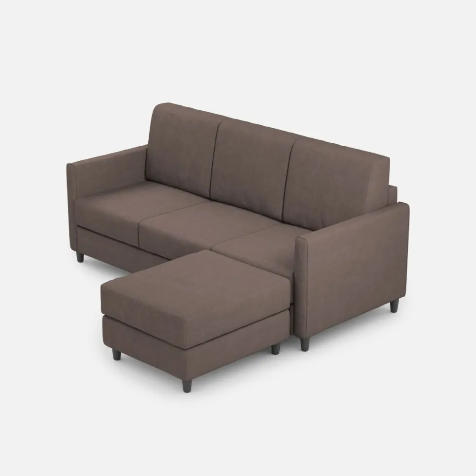 Divano 198x85cm design a tre posti comodo con pouf tessuto idrorepellente talpa DI28