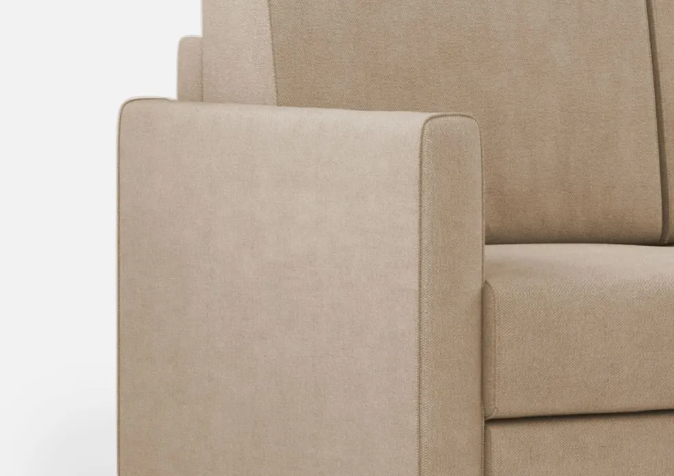 Divano 198x85cm design a tre posti comodo con pouf tessuto idrorepellente beige DI28