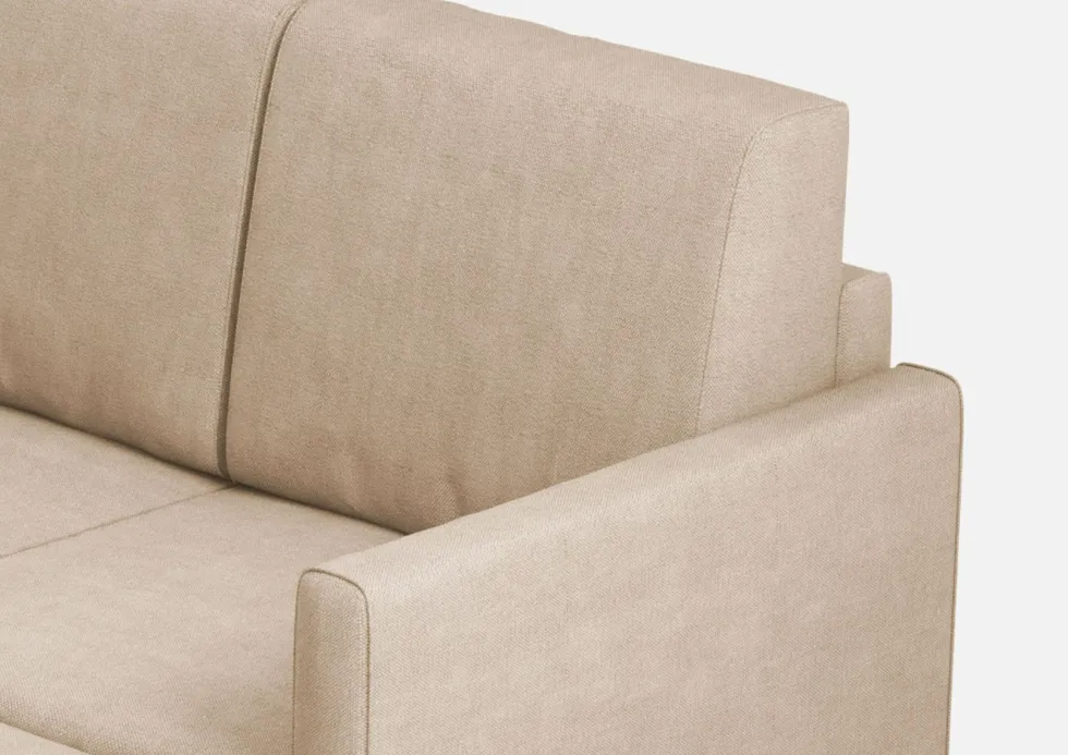Divano 198x85cm design a tre posti comodo con pouf tessuto idrorepellente beige DI28