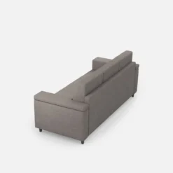 Divano 208x85cm design a tre posti con bracciolo squadrato tessuto idrorepellente grigio DI3
