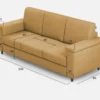 Divano 208x85cm design a tre posti con bracciolo squadrato tessuto idrorepellente ocra DI3