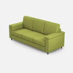 Divano 208x85cm design a tre posti con bracciolo squadrato tessuto idrorepellente verde DI3