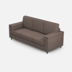 Divano 208x85cm design a tre posti con bracciolo squadrato tessuto idrorepellente talpa DI3