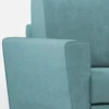 Divano 212x85cm design a tre posti con piedini in legno e tessuto idrorepellente blu petrolio DI36
