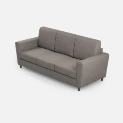 Divano 212x85cm design a tre posti con piedini in legno e tessuto idrorepellente grigio DI36