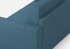 Divano 212x85cm design a tre posti con piedini in legno e tessuto idrorepellente blu avio DI36