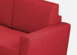 Divano 212x85cm design a tre posti con piedini in legno e tessuto idrorepellente rosso DI36