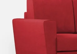 Divano 212x85cm design a tre posti con piedini in legno e tessuto idrorepellente rosso DI36