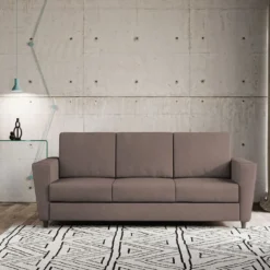 Divano 212x85cm design a tre posti con piedini in legno e tessuto idrorepellente talpa DI36