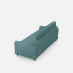 Divano 208x85cm design a tre posti con bracciolo moderno quadrato idrorepellente blu petrolio DI14