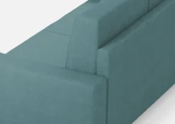 Divano 208x85cm design a tre posti con bracciolo moderno quadrato idrorepellente blu petrolio DI14