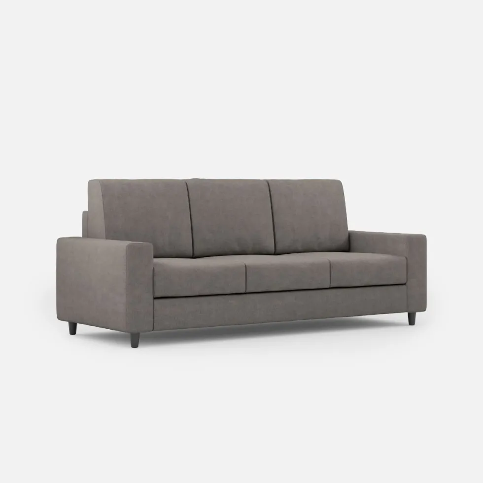 Divano 208x85cm design a tre posti con bracciolo moderno quadrato idrorepellente grigio DI14
