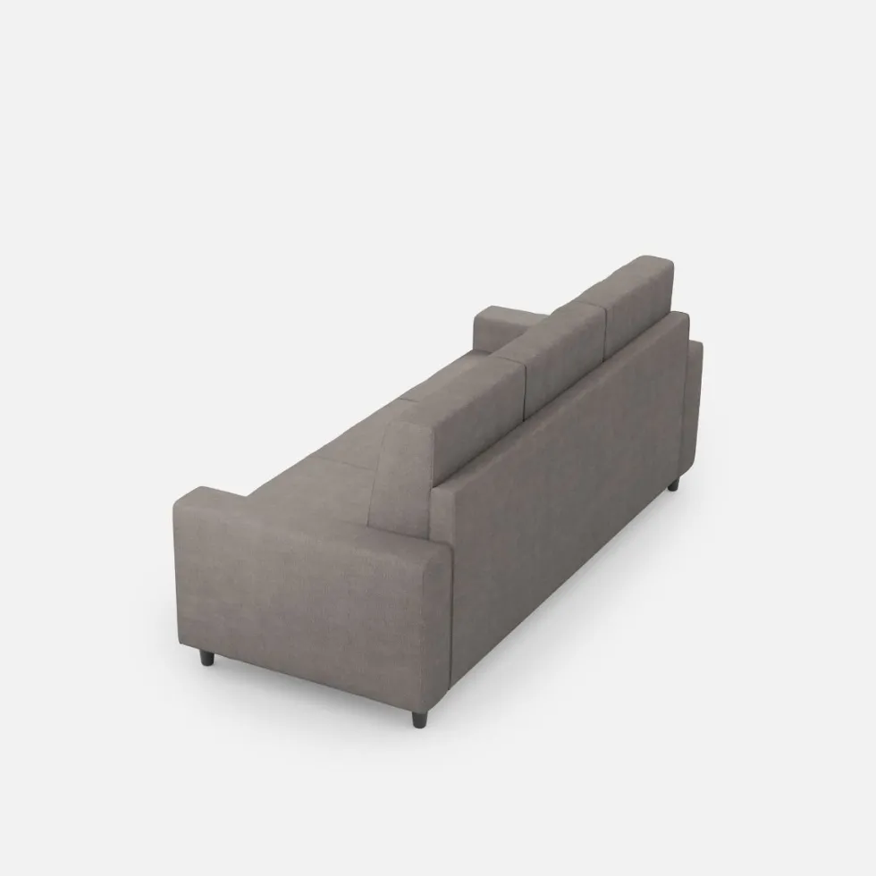 Divano 208x85cm design a tre posti con bracciolo moderno quadrato idrorepellente grigio DI14