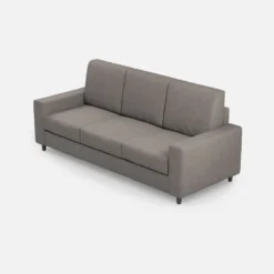 Divano 208x85cm design a tre posti con bracciolo moderno quadrato idrorepellente grigio DI14