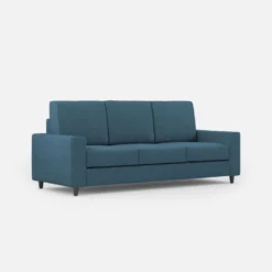 Divano 208x85cm design a tre posti con bracciolo moderno quadrato idrorepellente blu avio DI14