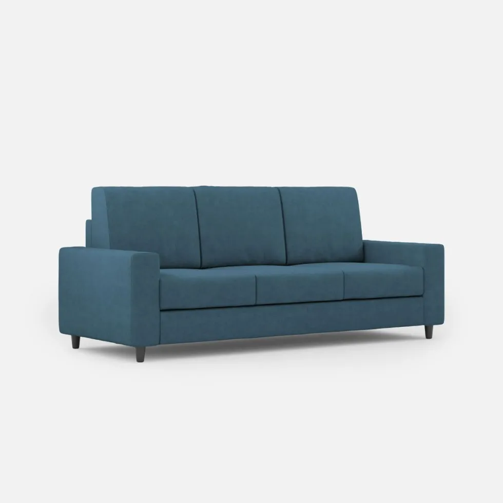 Divano 208x85cm design a tre posti con bracciolo moderno quadrato idrorepellente blu avio DI14