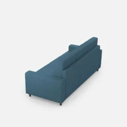 Divano 208x85cm design a tre posti con bracciolo moderno quadrato idrorepellente blu avio DI14