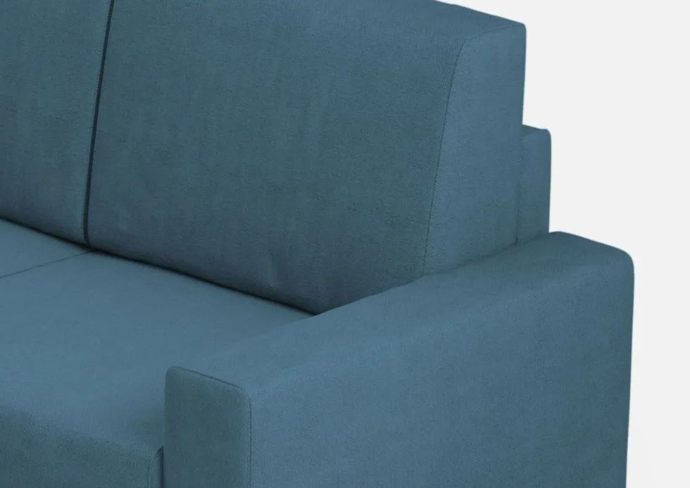 Divano 208x85cm design a tre posti con bracciolo moderno quadrato idrorepellente blu avio DI14