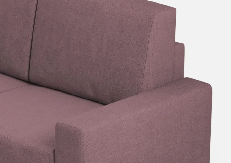 Divano 208x85cm design a tre posti con bracciolo moderno quadrato idrorepellente prugna DI14