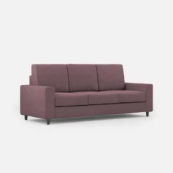 Divano 208x85cm design a tre posti con bracciolo moderno quadrato idrorepellente prugna DI14
